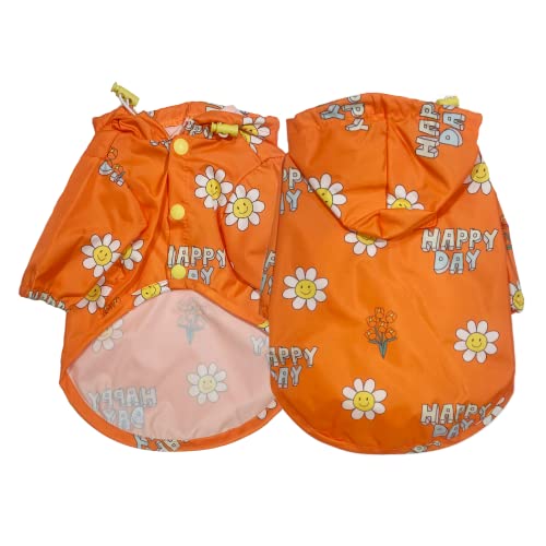 Hunderegenmantel für Haustiere, wasserdichte Kleidung, Welpen-Regenjacke, stilvoll, wasserabweisend, Premium-Regenmäntel, Poncho für kleine, mittelgroße und große Hunde (groß, orange) von Mushcoli