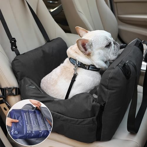 Autositz Hund Avec Airbag, Sicherheitssitz für Haustiere abnehmbar und Leicht zu Reinigen, Faltbarer Hundesitz für Vordersitz, mit Sicherheitsgurt für Mittlere kleine Hunde/Katzen unter 15kg von Musonic