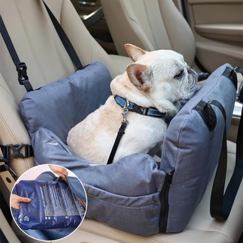 Autositz Hund Avec Airbag, Sicherheitssitz für Haustiere abnehmbar und Leicht zu Reinigen, Faltbarer Hundesitz für Vordersitz, mit Sicherheitsgurt für Mittlere kleine Hunde/Katzen unter 15kg von Musonic