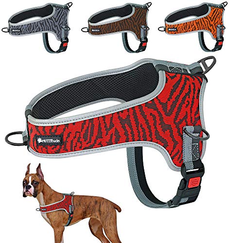 Muttitude Hundegeschirr für Hunde, ohne Ziehen, vorne Clip, Braun, Rot, Orange und Schwarz, Small 10-20 Lbs., rot von Muttitude