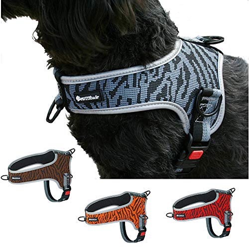 Muttitude No-Pull Training Hundegeschirr - Front Clip Hundegeschirr - Braun Rot Orange und Schwarz Hundegeschirr für Hunde 10 bis 25 kg (L, Anthrazit) von Muttitude