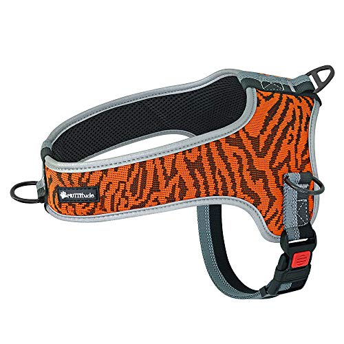 Muttitude No-Pull Training Hundegeschirr - Front Clip Hundegeschirr - Braun Rot Orange und Schwarz Hundegeschirr für Hunde 10 bis 25 kg (L, Orange) von Muttitude