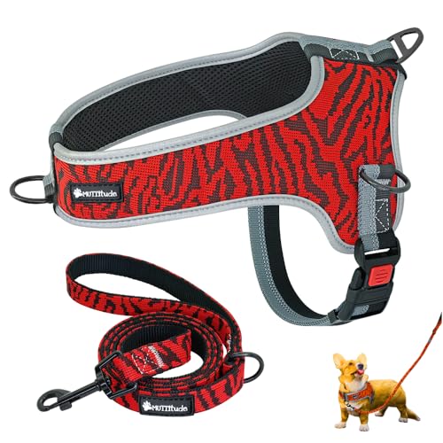 Muttitude No-Pull Trainings-Hundegeschirr, Frontclip, Hundegeschirr mit Leine, für Hunde von 10 bis 25 kg (S, Rot) von Muttitude