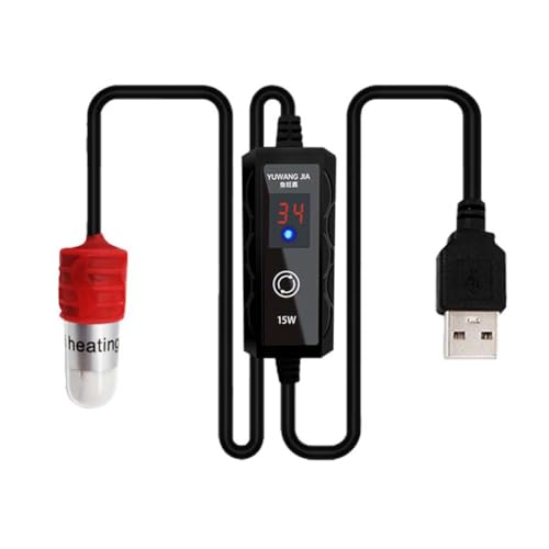 Muuoeou Mini-Aquarium-Heizstab, Mini-Heizung für Kleine Aquarien, USB-Ladethermostat, Heizung, 15-34 °C, Einstellbare Temperatur, 15 W von Muuoeou