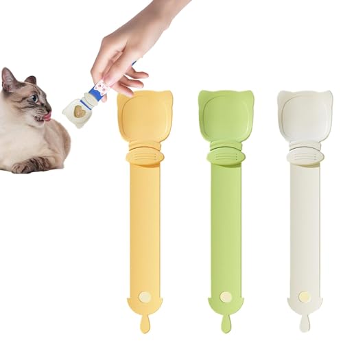 Muuzebsy Cat Strip Feeder Löffel, Katzenfutter Löffel Multifunktionale Katze Leckerli Fütterung, Praktischer Pet Treat Dispenser, Katzenzubehör für Familien, Katzenliebhaber von Muuzebsy