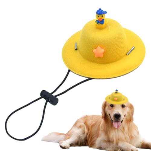 Muuzebsy Hundekostüm- , runde Krempe, niedliches Enten-Design, Haustier-Cosplay- , verstellbare Schnalle, Seil, Haustier-Kopfbedeckung mit Stern- für den Außenbereich von Muuzebsy