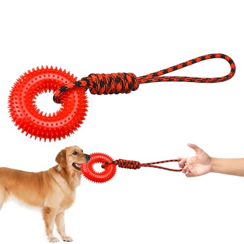 Muuzebsy Hundespielzeug Quietschend | Beißring für Welpen – Aggressives , unzerstörbares Hundespielzeug mit Seil für Welpen, Zahnen, Langeweile, Linderung geistiger Stimulation Muuzebsy Hundespielzeug Quietschend | Beißring für Welpen – Aggressives , unzerstörbares Hundespielzeug mit Seil für Welpen, Zahnen, Langeweile, Linderung geistiger Stimulation von Muuzebsy