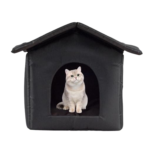 Muuzebsy Katzenhaus Outdoor Wasserdicht, Outdoor Pet Shelter, Cat Shelter Outdoor, Outdoor Katzenbett, Katzenhütten Für Draußen, Winter Katzenhöhle Bett, Geschlossenes Hundehaus, Katzenzelt Mit Kissen von Muuzebsy