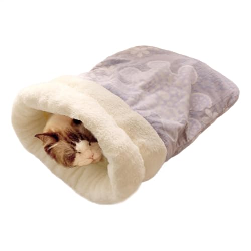 Muuzebsy Katzenschlafsack, bequemer Haustier-Kuschelsack – warmer Plüsch-Katzensack, warmes Katzenbett, Kätzchen- und Welpenbett, Höhlenschlafsack von Muuzebsy