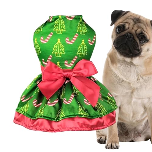 Muuzebsy Urlaubs-Hundekostüm, Haustierkleid, Kleidung, Hunderock, Welpentuch, Weihnachtsoutfits, Katzenkleidung, Partyzubehör mit Schleife für kleine, mittelgroße Haustiere von Muuzebsy