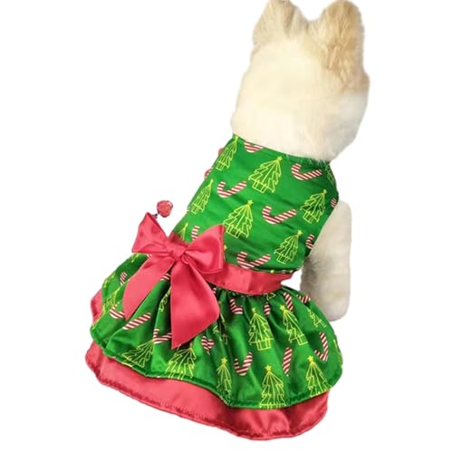 Muuzebsy Weihnachtskleid für Hunde – Haustierkleid, Hunderock, Welpentuch, Weihnachts-Outfits, Katzenkleidung, Partyzubehör mit Schleife für kleine, mittelgroße Haustiere von Muuzebsy