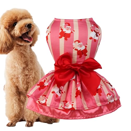 Muuzebsy Weihnachtskleid für kleine Hunde – Haustierkleid Kleidung Hund Rock Welpe Tuch Weihnachten Outfits – Katzenkleidung Partyzubehör mit Schleife für kleine, mittelgroße Haustiere von Muuzebsy