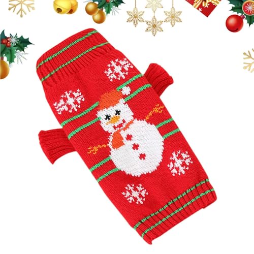 Muuzebsy Weihnachtspullover für Hunde – Weihnachtspullover mit Schneemann-Strickstoff, atmungsaktiv, Haustierzubehör für kleine Hunde und Katzen von Muuzebsy