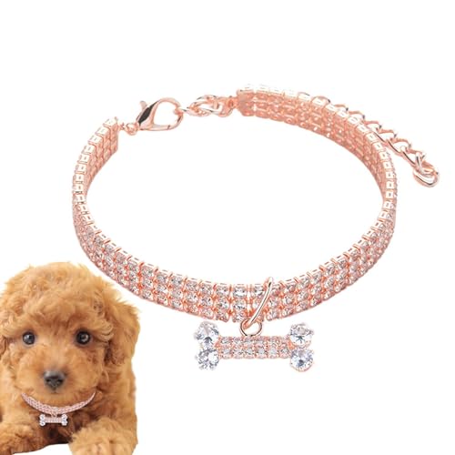 Muuzebsy Welpen-Halskette – 3-reihiges Strass-Halsband für Haustiere, 3 Reihen Strasssteine, verstellbar, Hochzeits-, Katzen- und Hundeschmuck für kleine Hunde und Katzen von Muuzebsy