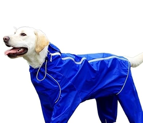 Muyin Hunde-Regenmantel mit Kapuze, reflektierend, wasserdicht, mit Reißverschluss, verstellbar, Farbe: Blau, Größe 5XL von Muyin