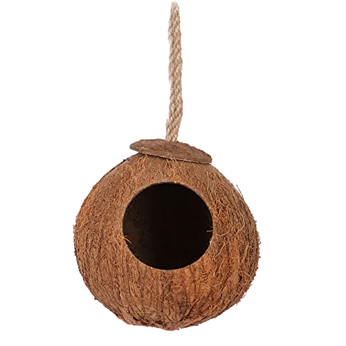 Vogelnest aus natürlicher Kokosnussschale, hängendes Vogelhaus für Haustiere, Papageien, Sittiche, Outdoor, Garten, Balkon, Dekoration, Zubehör, 5-M von Muzboo