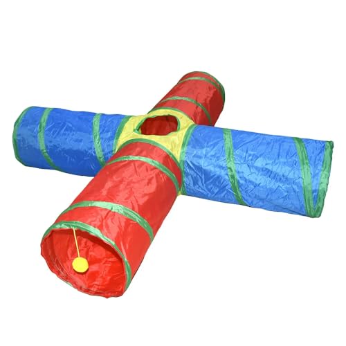 4-Fach Faltbarer Katzenspielzeug-TunnelKatzen-KratztrommelFaltbarer KatzentunnelSpielzeug Für KätzchenErwachsene Katzen von Muziner
