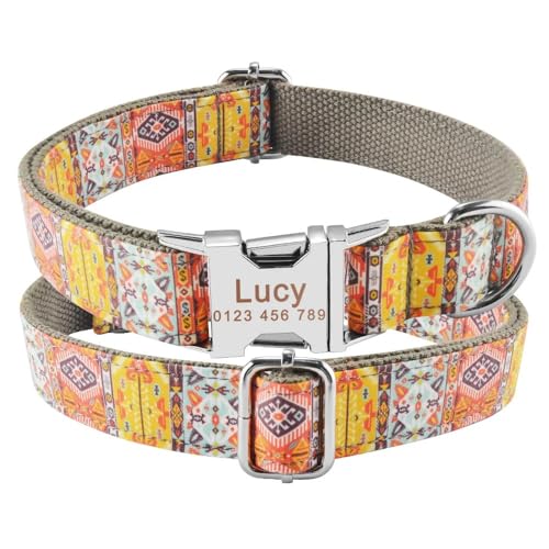 Bedrucktes Hundehalsband Aus Nylon,Personalisiertes Individuelles Namensschild,Verstellbare Halsbänder Für Große Und Mittelgroße Hunde,A,M 31–50cm von Muziner