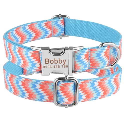 Bedrucktes Hundehalsband Aus Nylon,Personalisiertes Individuelles Namensschild,Verstellbare Halsbänder Für Große Und Mittelgroße Hunde,C,S 26–40cm von Muziner