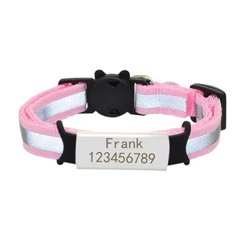 Benutzerdefinierte Reflektierende Namensschild Katze Kragen Glocke Personalisierte Sicherheit Nylon Graviert ID Namensschild Katze Kragen Halskette Haustier Kätzchen Kragen,Rosa,S (20cm - 32cm) von Muziner