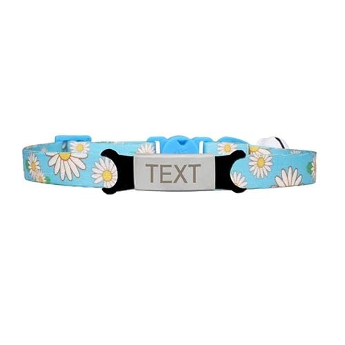 Breakaway Personalisiertes ID-Katzenhalsband Mit Individueller Blume,Verstellbares Sicherheits-Haustier,Niedliches Kätzchen-Anhänger-Halskette,Heimtierbedarf,Blau-silbrig von Muziner