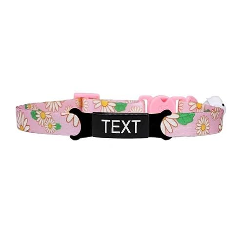 Breakaway Personalisiertes ID-Katzenhalsband Mit Individueller Blume,Verstellbares Sicherheits-Haustier,Niedliches Kätzchen-Anhänger-Halskette,Heimtierbedarf,Pink Schwarz von Muziner