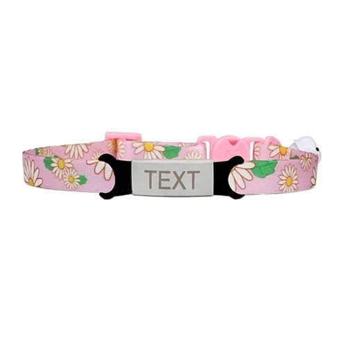 Breakaway Personalisiertes ID-Katzenhalsband Mit Individueller Blume,Verstellbares Sicherheits-Haustier,Niedliches Kätzchen-Anhänger-Halskette,Heimtierbedarf,Rosa-silbrig von Muziner