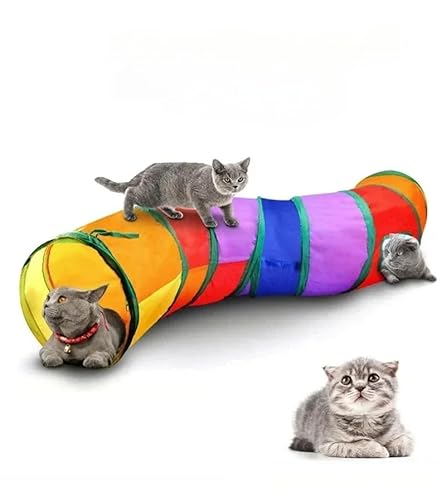 Muziner Buntes KatzentunnelrohrFaltbares KatzenspielzeugKitty-TrainingInteraktiver SpielzeugtunnelLangweilig Für WelpenKätzchenHeimtierbedarf,1 von Muziner