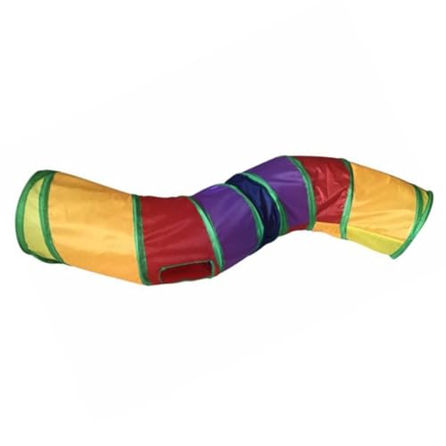 Muziner Haustier-KatzentunnelVerlängerter RollerFaltbarer KatzentunnelSpielzeugS-förmiger KatzenkanalKatzenzubehör,Regenbogenfarben,123 * 25cm von Muziner