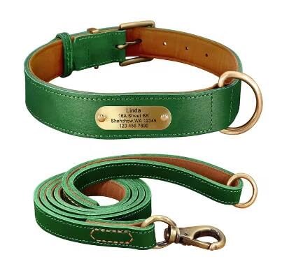 Hundehalsband,Individuell Gestaltet,Mittelgroße Und Große Hundehalsbänder,Personalisierte Haustier-ID-Halsbänder Für Hunde,Pitbull,Mit Gravur des Namens,Green,2XL von Muziner