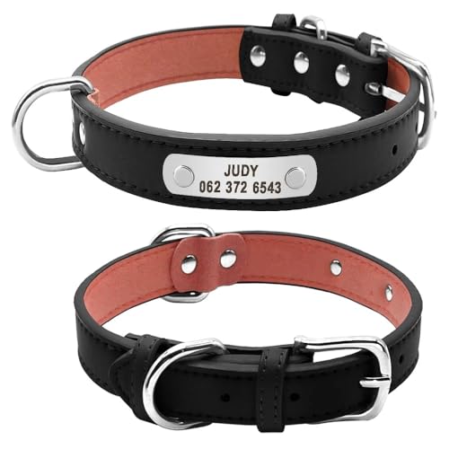 Hundehalsband,Langlebig,Gepolstert,Personalisierbar,Für Kleine,Mittelgroße Und Große Hunde,Katzen,Rot,Schwarz,Braun,Schwarz,M von Muziner