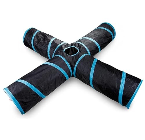 Katze Tunnel Rohr Kätzchen Spielzeug Faltbare Spielzeug Für Katze Interaktive Katze Training Kaninchen Tier Spielen Spiele Haustier Produkt,Blau von Muziner