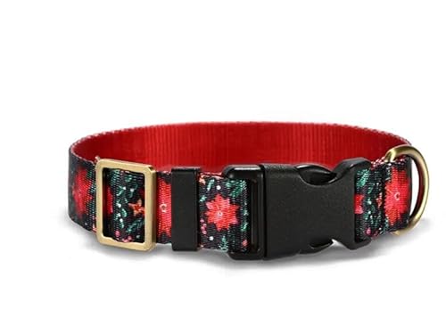 Personalisiertes Haustierhalsband,Individuelles Namensschild,ID,Verstellbar,Rote Blumen,Weiche Fasern,Katzen- Und Hundehalsbänder,S von Muziner