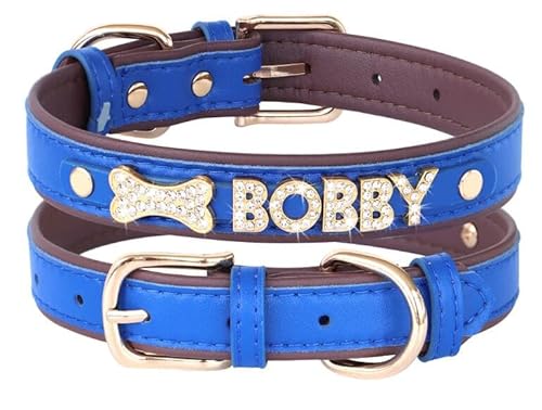 Personalisiertes Hunde- Und Katzenhalsband,Hundehalsbänder,Individuelle Haustier-ID-Halsbänder Für Kleine,Mittelgroße Und Große Hunde,Pitbull,Blau,XS von Muziner