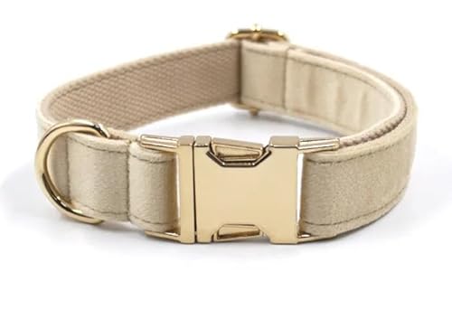 Personalisiertes Hundehalsband,Individuelles Haustierhalsband,ID-Namensschild,Haustierzubehör,Beige Faser-Welpenhalsband,L von Muziner