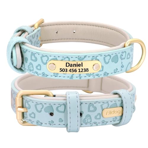 Personalisiertes Hundehalsband,Individuelles Welpenhalsband,Bedruckte Pitbull-Halsbänder,Haustierprodukte Für Kleine,Mittelgroße Und Große Hunde,Blue,XXL von Muziner