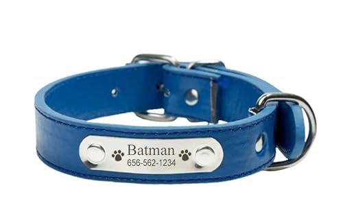 Personalisiertes Hundehalsband,Langlebig,Verstellbar,Mit Gravur,Namensschild,Individuelles Halsband Für Kleine,Mittelgroße Und Große Hunde,Welpen,Blau,L von Muziner