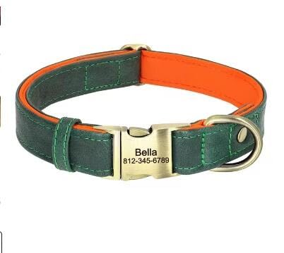 Personalisiertes Hundehalsband,Personalisierte Hundehalsbänder,Weich Gepolstertes Haustier-ID-Halsband Für Kleine Mittelgroße Hunde,Pitbull,Bulldogge,Mops,Grün,M von Muziner