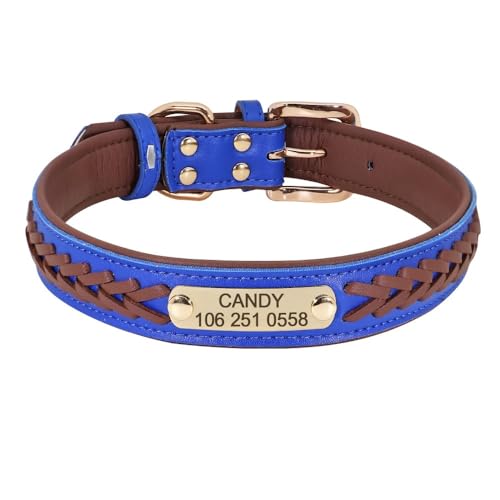 Personalisiertes Hundehalsband,Personalisiertes Hundehalsband,Gepolstertes Haustier-ID-Halsband Für Kleine,Mittelgroße Und Große Hunde,Pitbull,Bulldogge,Braun,L von Muziner