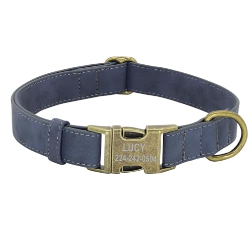 Personalisiertes Hundehalsband,Personalisiertes Hundehalsband,Weich Gepolstertes Haustier-ID-Halsband Für Kleine,Mittelgroße Und Große Hunde,Pitbull,Bulldogge,Mops,Blau,XS von Muziner