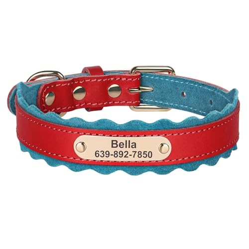 Personalisiertes Hundehalsband,Weich Gepolstert,Verstellbares Halsband,Halskette Für Kleine,Mittelgroße Und Große Hunde,Rot,M von Muziner