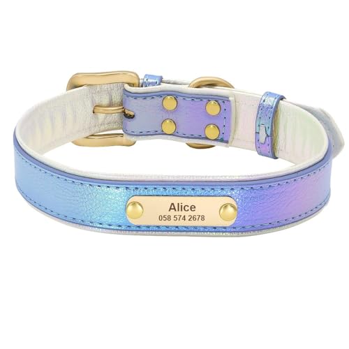 Personalisiertes Hundehalsband,Weiches Hundehalsband Für Welpen,Gravierte Halskette Mit Namen Der Katze,Verstellbar,Für Kleine,Mittelgroße Und Große Hunde,Blau,S von Muziner