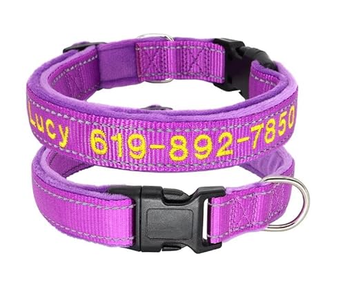 Personalisiertes Hundehalsband Aus Reflektierendem Nylon,Individuelles ID-Namenszubehör,Gepolsterte Haustierhalsbänder Für Kleine,Mittelgroße Und Große Hunde,8,XL von Muziner