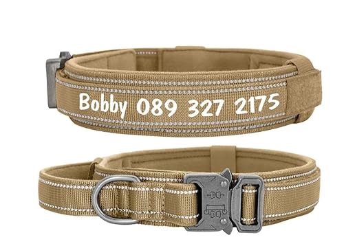 Personalisiertes Hundehalsband Mit Griff,Reflektierende Hundehalsbänder,Individuelle Haustierhalsbänder Für Mittelgroße Und Große Hunde,Bulldogge,Gelb,L von Muziner