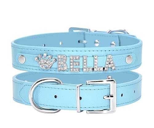 Personalisiertes Katzenhalsband Für Welpen,Kleine Hunde,Individuell Für Chihuahua,Yorkshire,Namensanhänger,Katzenzubehör,Blue,S von Muziner