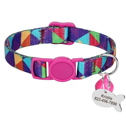 Personalisiertes Katzenhalsband Mit Schnellverschluss Für Welpen Und Kätzchen,Verstellbare Haustier-Halskette Mit Gravierter ID-Tag-Glocke Für Kleine Hunde Und Katzen,JH von Muziner