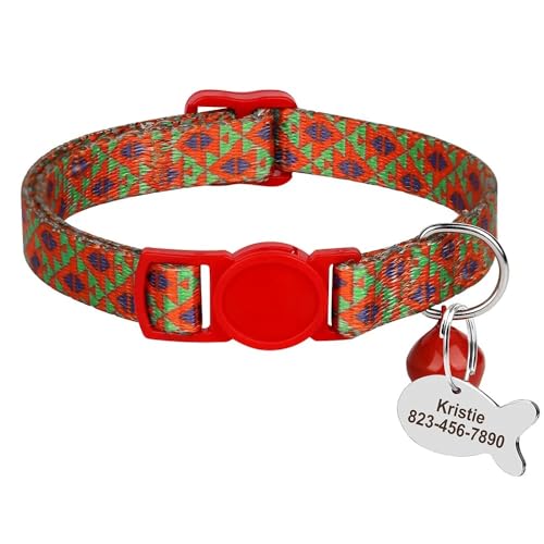 Personalisiertes Katzenhalsband Mit Schnellverschluss Für Welpen Und Kätzchen,Verstellbare Haustier-Halskette Mit Gravierter ID-Tag-Glocke Für Kleine Hunde Und Katzen,ODER von Muziner