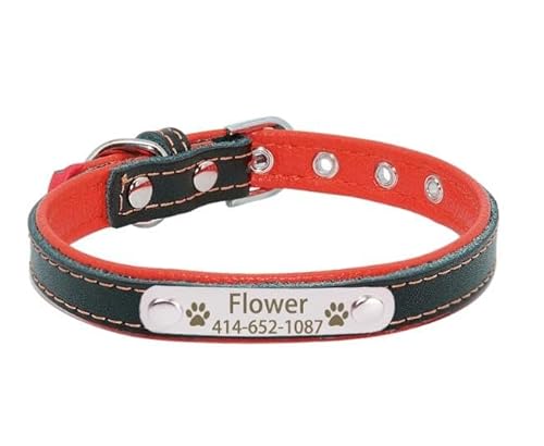 Personalisiertes Namensschild-Hundehalsband Mit Graviertem Namensschild Für Welpen,Katzen,Hundehalsband Für Kleine,Mittelgroße Und Große Hunde,Rot,L von Muziner