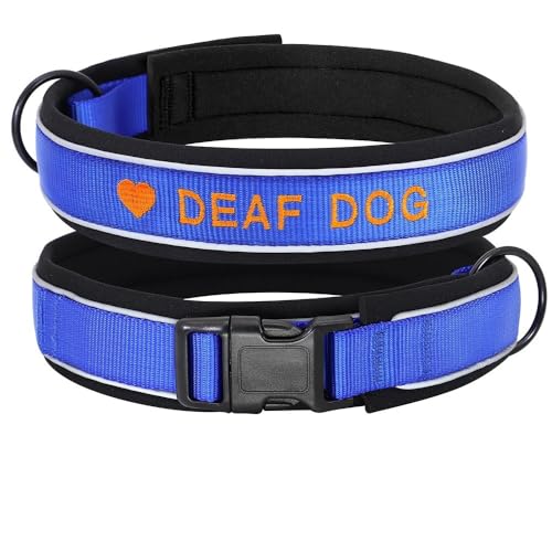Personalisiertes Nylon-Hundehalsband,ID-Namenszubehör,Reflektierend,Bestickt,Für Kleine,Mittelgroße Und Große Hunde,Blau,M von Muziner