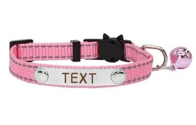 Reflektierende Katzenhalsbänder,Personalisierte ID Breakaway,Verstellbare Welpen-Kätzchen-Halsbänder Mit Glöckchen-Schriftzug,Pink,M von Muziner